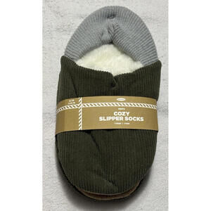 Old Navy Green Corduroy Cozy Slipper Socks Unisex S/M || NWT